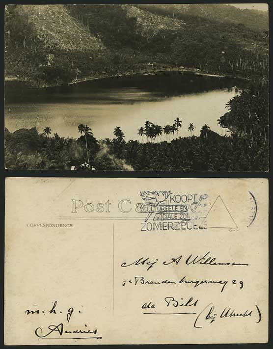 INDONESIA DEI, Lake Old RP Postcard Koopt Cultureele en Sociale Zorg Zomerzegels