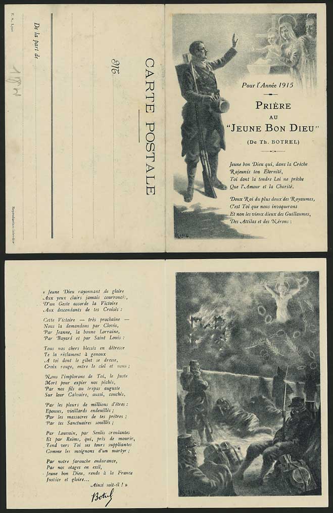 Soldier Farewell 1915 Old Postcard EK 1914 De Th BOTREL