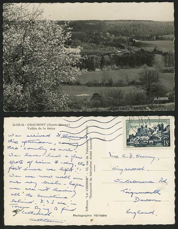CHAUMONT Haute-Marne 1956 Postcard - Vallee de la Suize