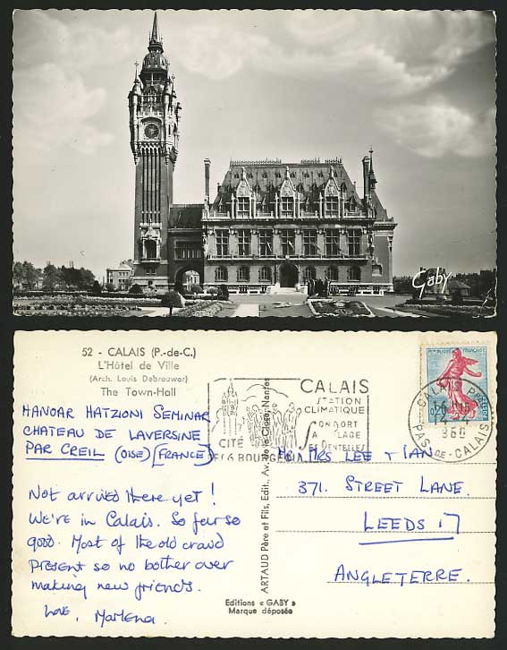 France 1960 RP Postcard CALAIS Town Hall Hotel de Ville