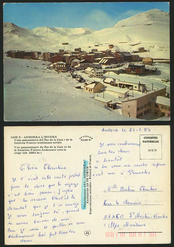 ANDORRA Colour Postcard Pas dela Casa - Snowy LANDSCAPE
