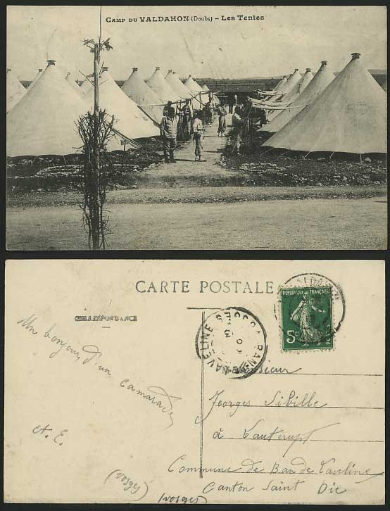 Doubs 1913 Old Postcard CAMP VALDAHON Barracks - Tents