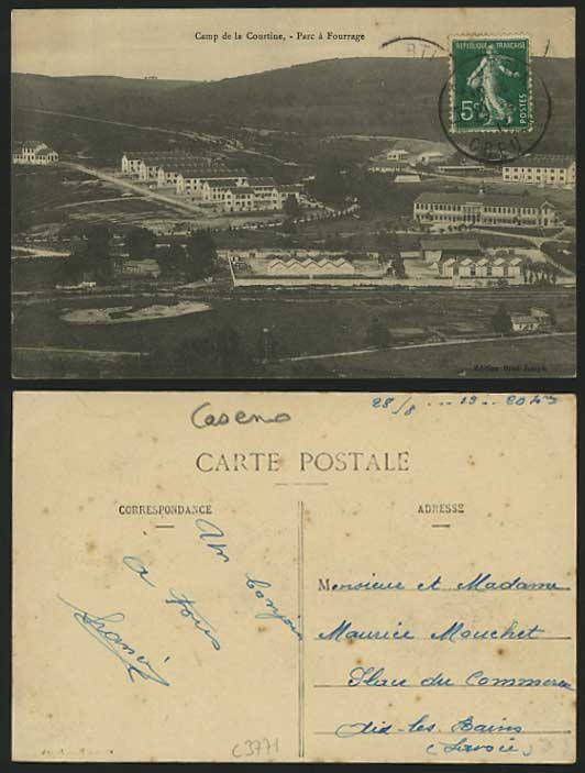 Military 1913 Old Postcard BARRACKS Camp de la Courtine