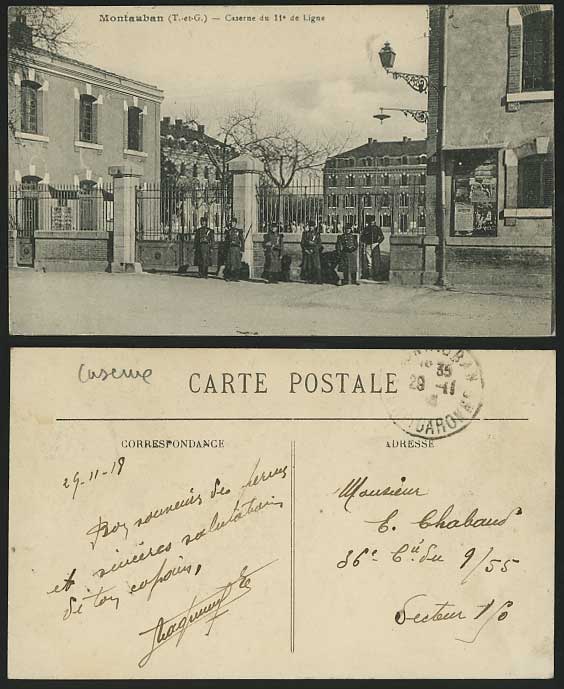 WW1 MONTAUBAN Barracks 1918 Postcard Caserne 11e Ligne