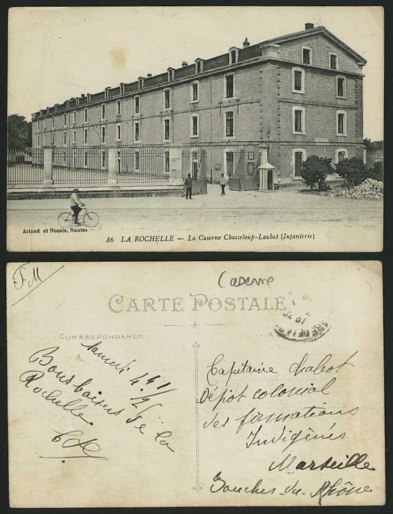 LA ROCHELLE - Old Postcard La Caserne Chasseloup-Laubat