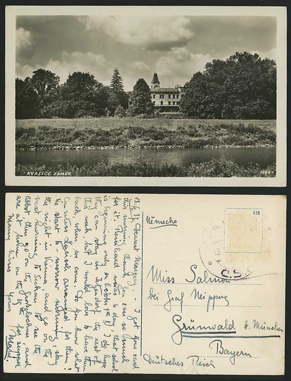 Czechoslovakia 1937 Old Postcard - KVASICE ZAMEK Castle