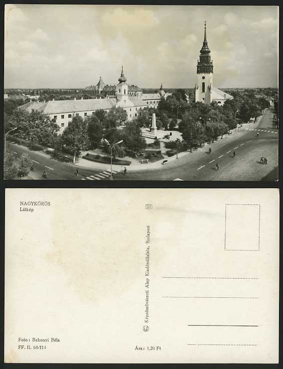 HUNGARY Old Postcard Nagykoros Latkep Street & Cyclists