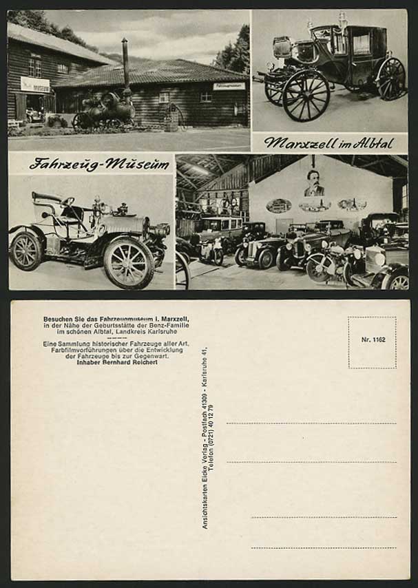 VINTAGE CARS - Marxzell Albtal MUSEUM Old R.P. Postcard