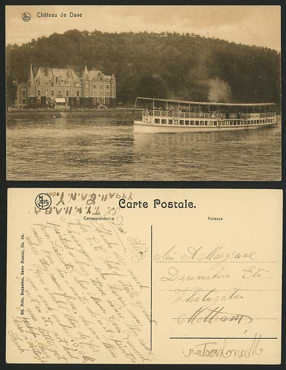Belgium Old Postcard CHATEAU DE DAVE Ferry Boat No. 2