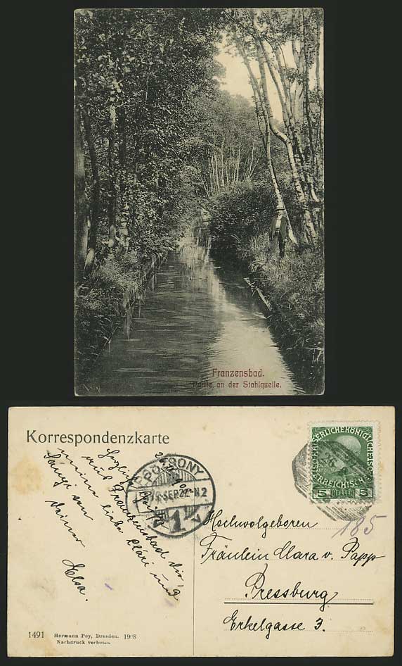 Czechoslovakia 1927 Postcard - FRANZENSBAD Stahlquelle