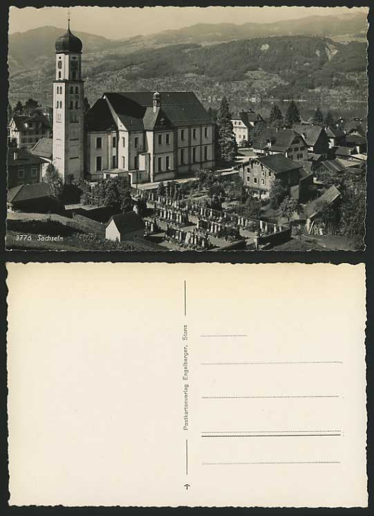Switzerland Old B/W Real Photo Postcard SACHSELN Church