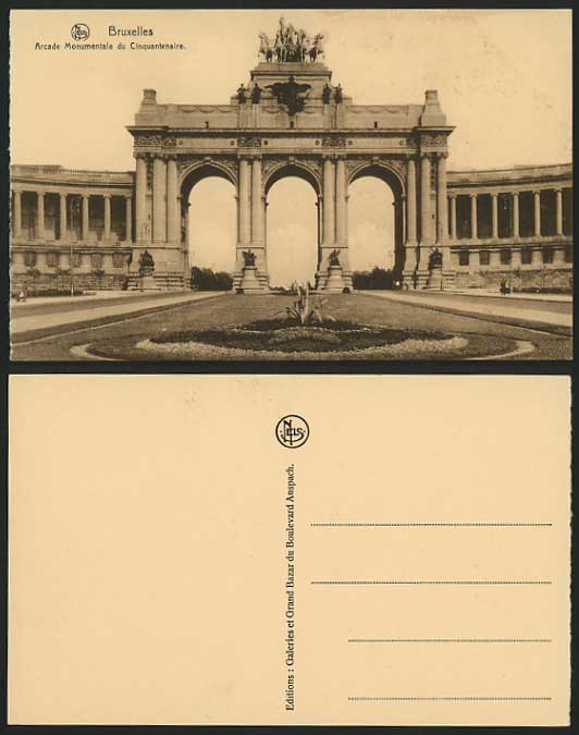 BRUSSELS Old Postcard Arcade Monumentale Cinquantenaire
