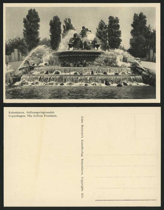 Denmark Old Postcard COPENHAGEN Statue, Gefion Fountain