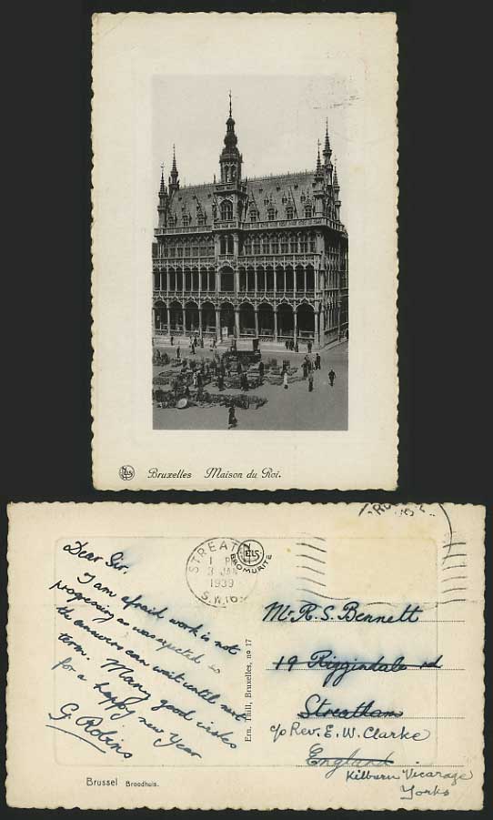Belgium 1939 Postcard Brussels MAISON DU ROI Broodhuis