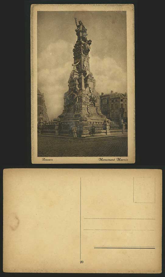 Belgium Old B/W Postcard ANTWERP Monument Marnix Statue