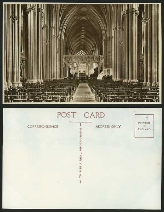 BRISTOL CATHEDRAL Interior Looking East Old RP Postcard
