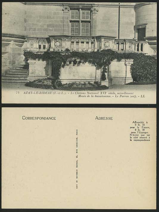 AZAY-LE-RIDEAU Chateau National Old Postcard Le Perron