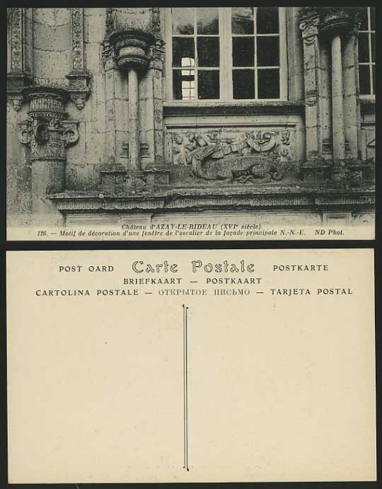France Old Postcard AZAY-LE-RIDEAU - Main Facade Window