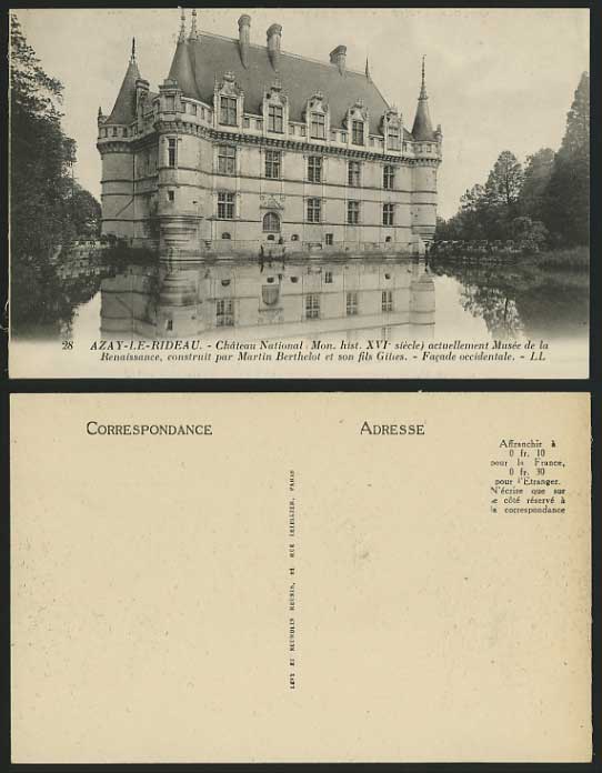 France Old Postcard AZAY-LE-RIDEAU Chateau National XVI