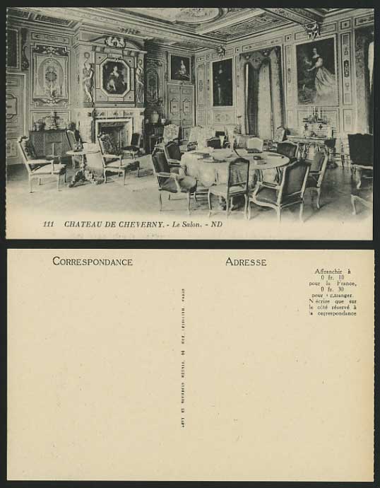 France Old Postcard CHATEAU DE CHEVERNY Salon Paintings