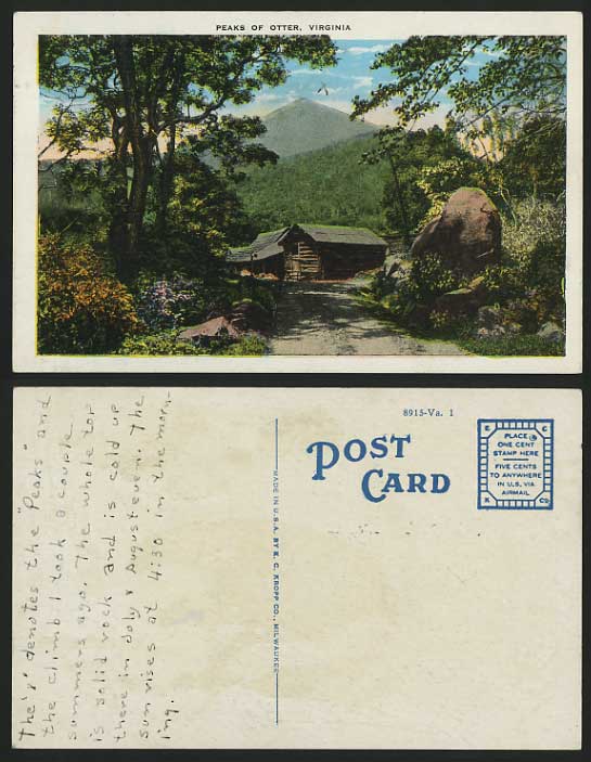 USA Old Color Postcard Mountain VIRGINIA Peaks of Otter