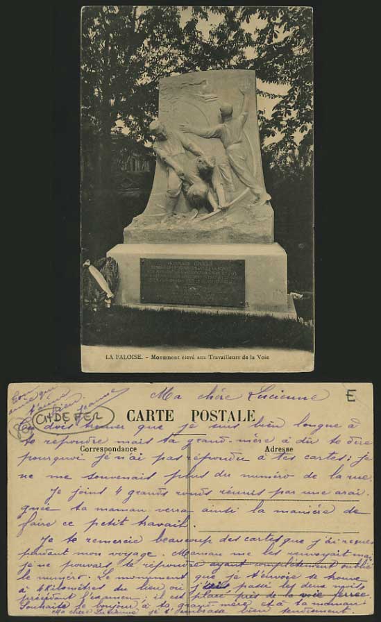 France Old Postcard LA FALOISE Monument of Workers