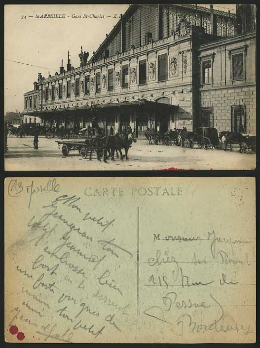 MARSEILLE Old Postcard Railway Train Station St-Charles