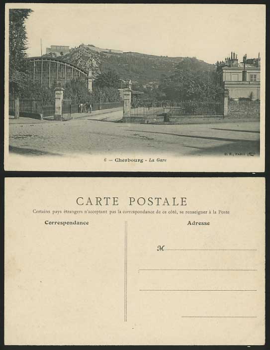 France Old Postcard CHERBOURG La Gare - Railway Station