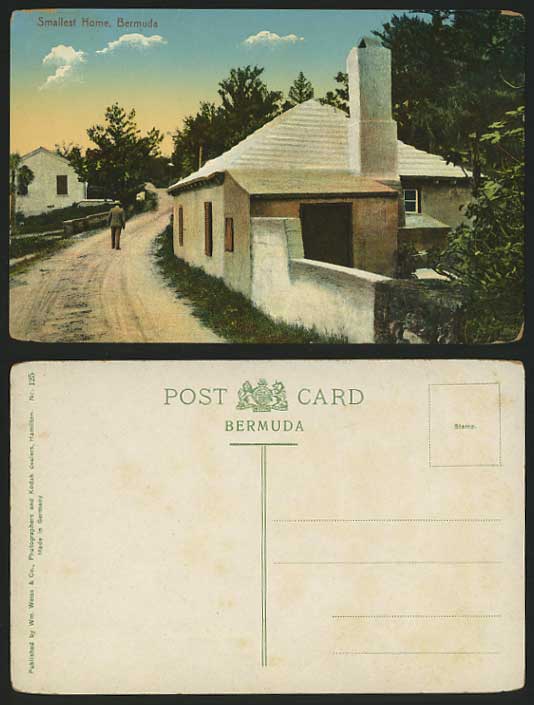 BERMUDA Caribbean Old Colour Postcard THE SMALLEST HOME