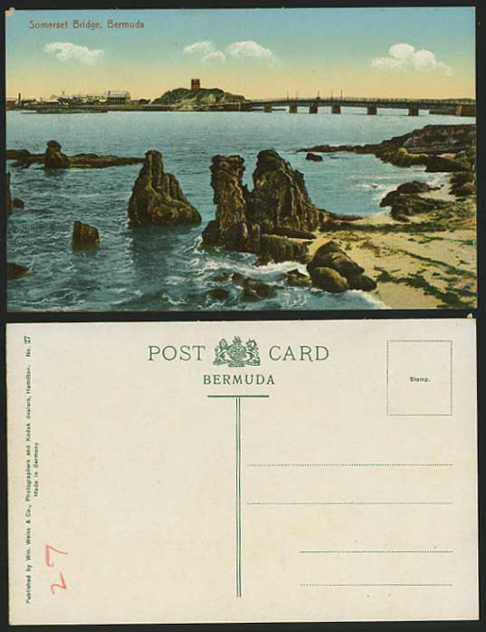 BERMUDA Old Colour Postcard SOMERSET BRIDGE & ROCKS