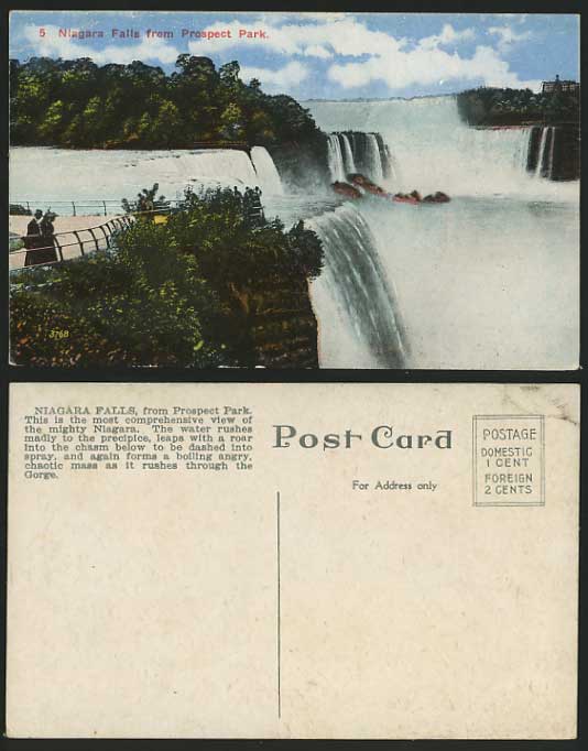 NIAGARA FALLS from Prospect Park - Old Postcard Canada