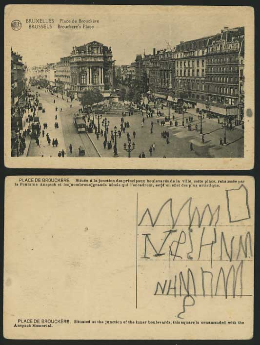 Belgium Old Postcard BRUSSELS Brouckere's Place - TRAM