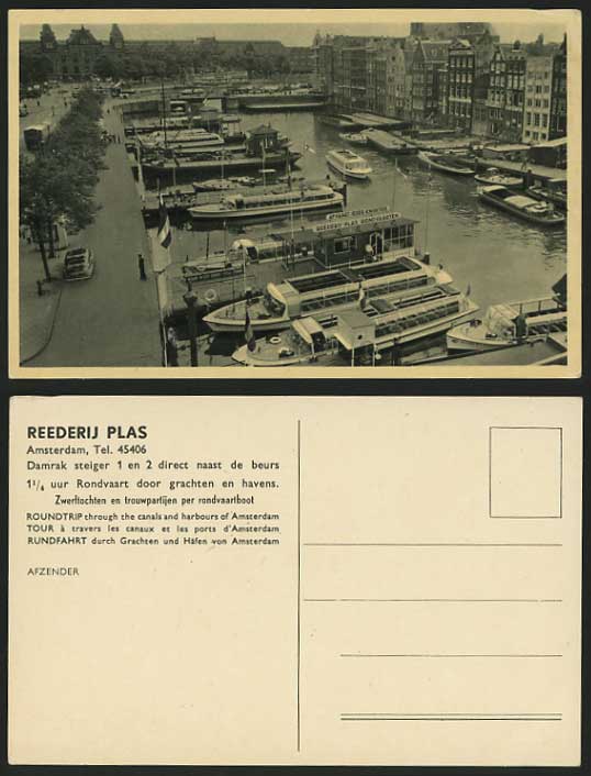 Netherlands Old Postcard AMSTERDAM Reederij Plas BOATS