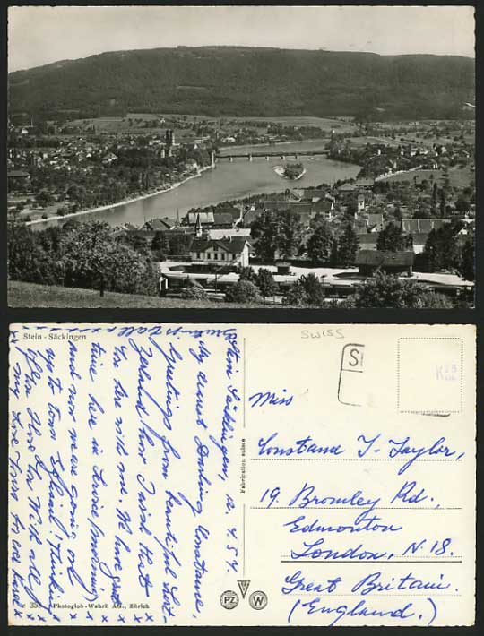 Germany 1957 Old Postcard BAD SAECKINGEN Stein PANORAMA