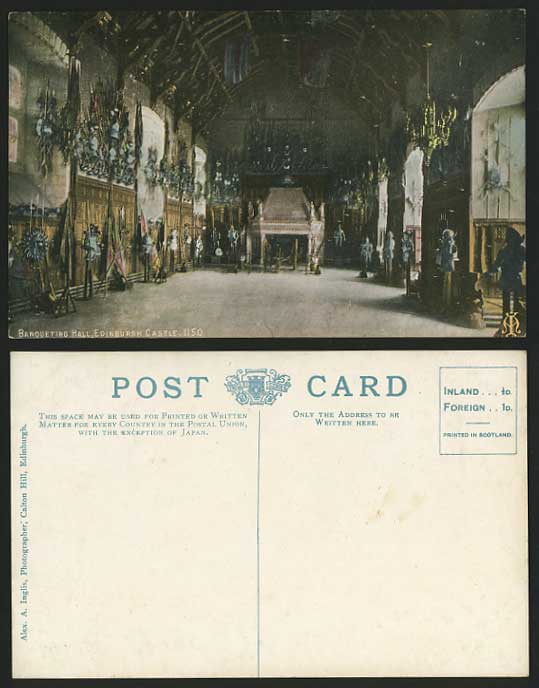 Scotland Old Postcard EDINBURGH CASTLE Banqueting Hall