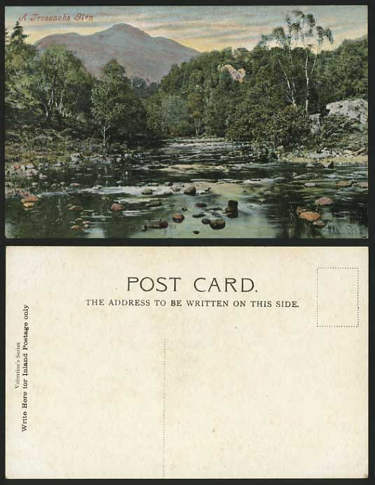 Perthshire Old Colour Postcard A TROSSACHS Glen / River