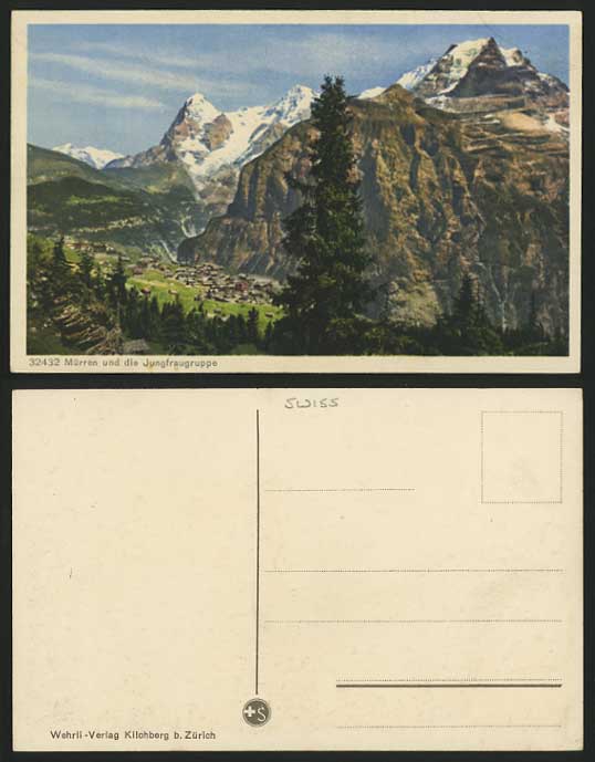 Switzerland Old Colour Postcard MUERREN Jungfraugruppe
