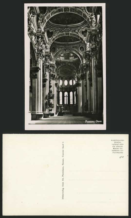 Germany Old Postcard PASSAU Dom DOME Cathedral Interior