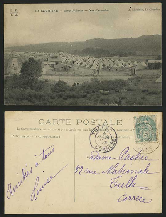 LA COURTINE 1905 Postcard Camp Militaire Vue d'ensemble
