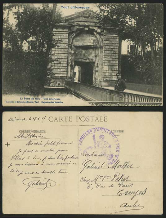 Toul 1911 Old Postcard METZ La Porte de Metz - Military