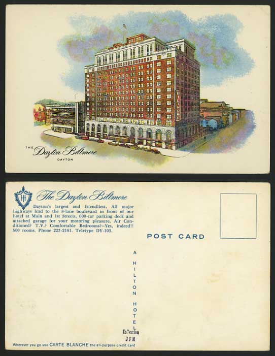 USA Dayton Old Art Drawn Postcard DAYTON BILTMORE Hotel