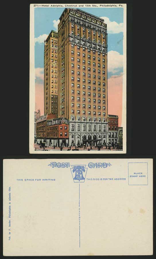 Pennsylvania Old Postcard - PHILADELPHIA Hotel Adelphia