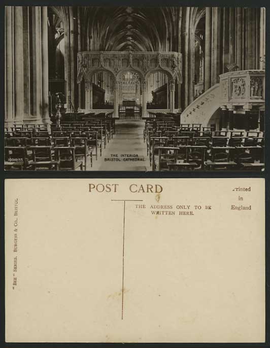 BRISTOL CATHEDRAL The Interior Old Real Photo Postcard