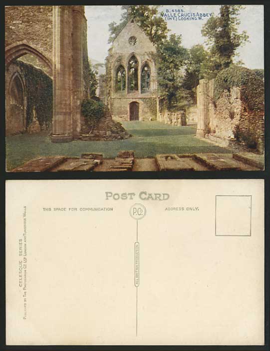Denbighshire Llangollen Old Postcard VALLE CRUCIS ABBEY