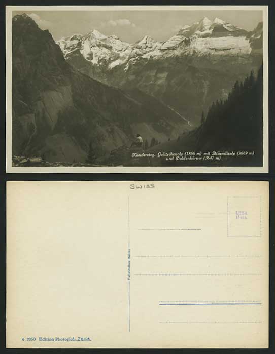 Swiss Old Postcard BLUEMLISALP Golitschenalp Mountains