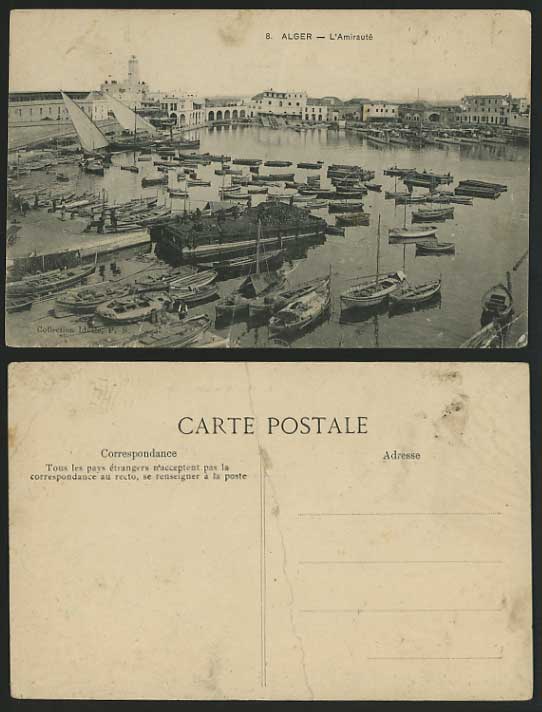 ALGIERS Old Postcard L'Amiraute HARBOUR Boats Admiralty