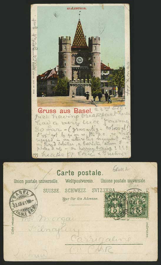 Gruss aus BASEL Switzerland 1901 UB Postcard Spalenthor