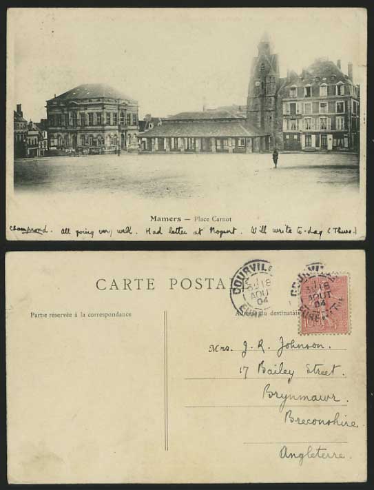 France Sarthe 1904 Old Postcard MAMERS Place Carnot