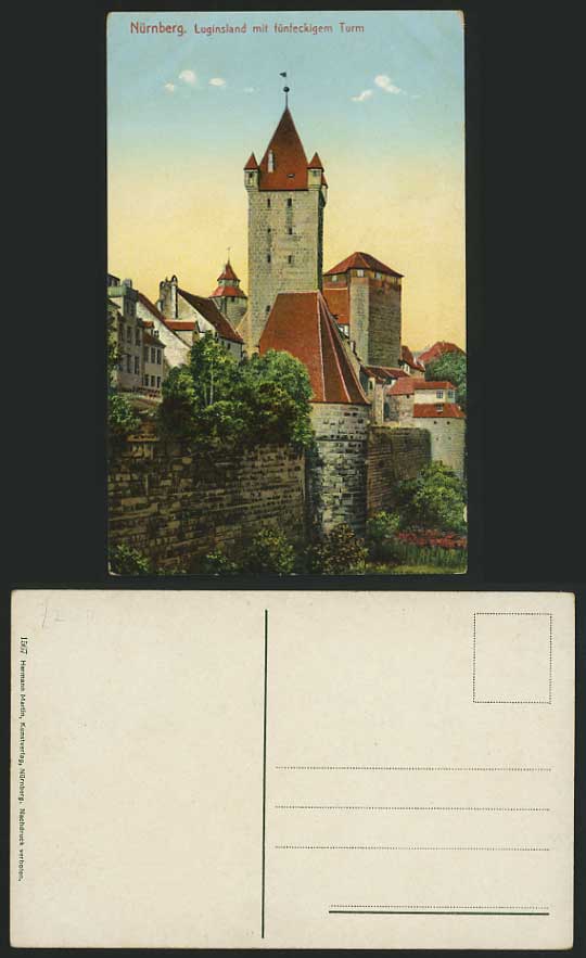 NUREMBERG Old Postcard Luginsland mit fuenfeckigem Turm