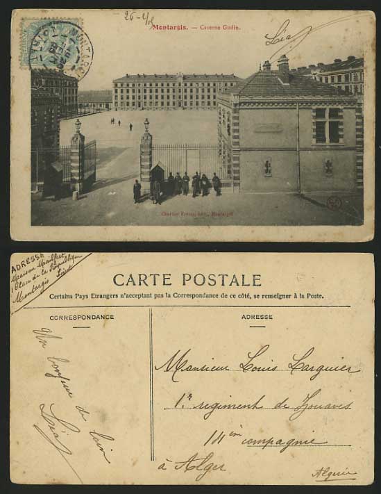 France 1905 Postcard MONTARGIS Barracks - Caserne Gudin